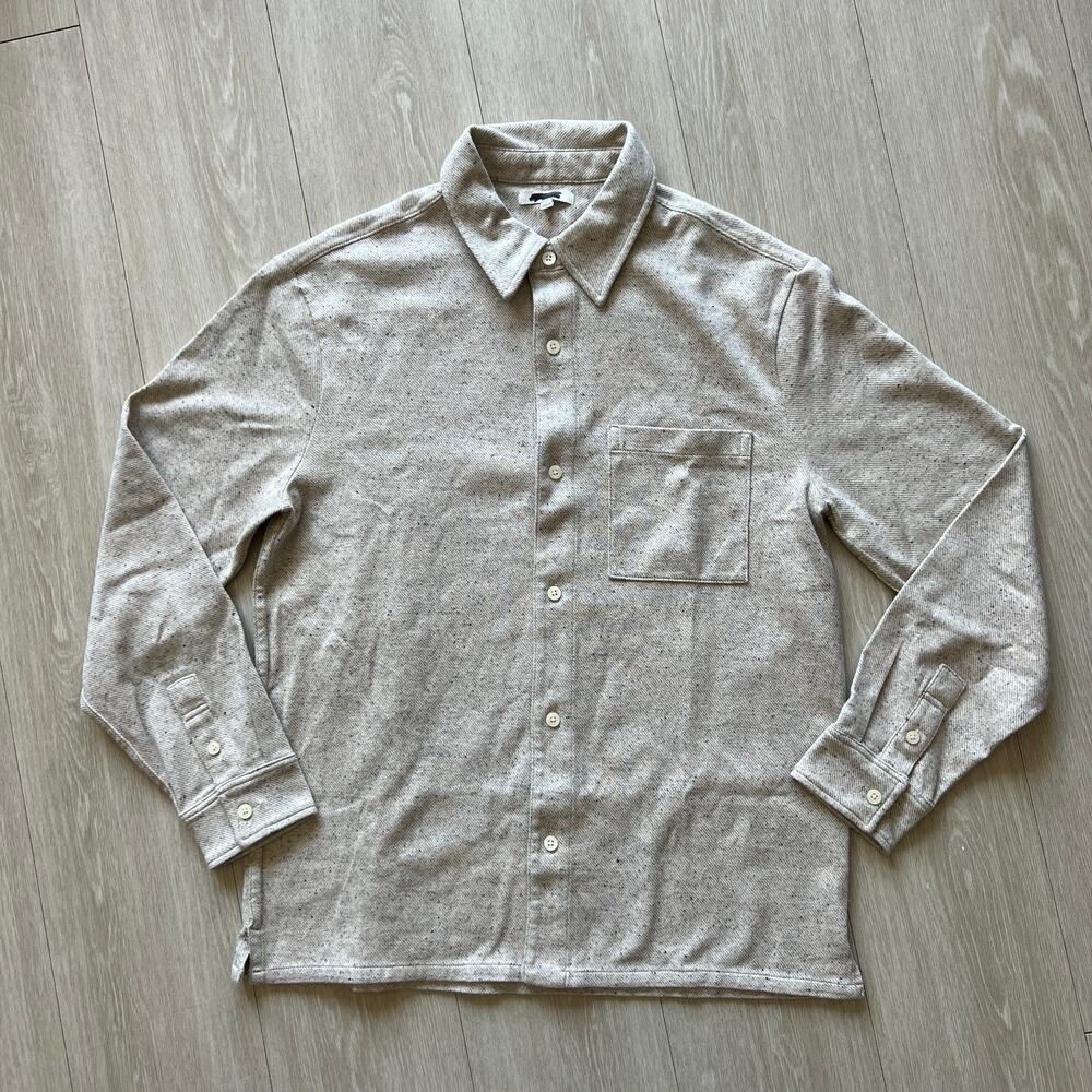 Madewell The Devoe Knit Shirt Mens Medium Cream Button Front Collared